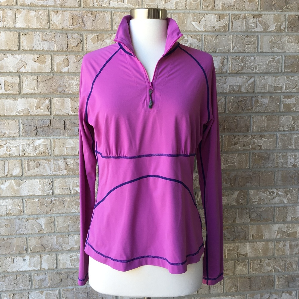 Athleta Pink Quarter Zip Long Sleeve Top Medium M